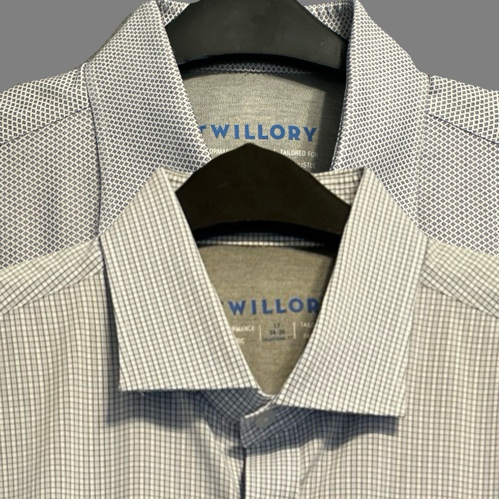 Lot of 2 Twillory Performance Button‎ Dress Shirts Mens 17 34-35 Traditional Fit